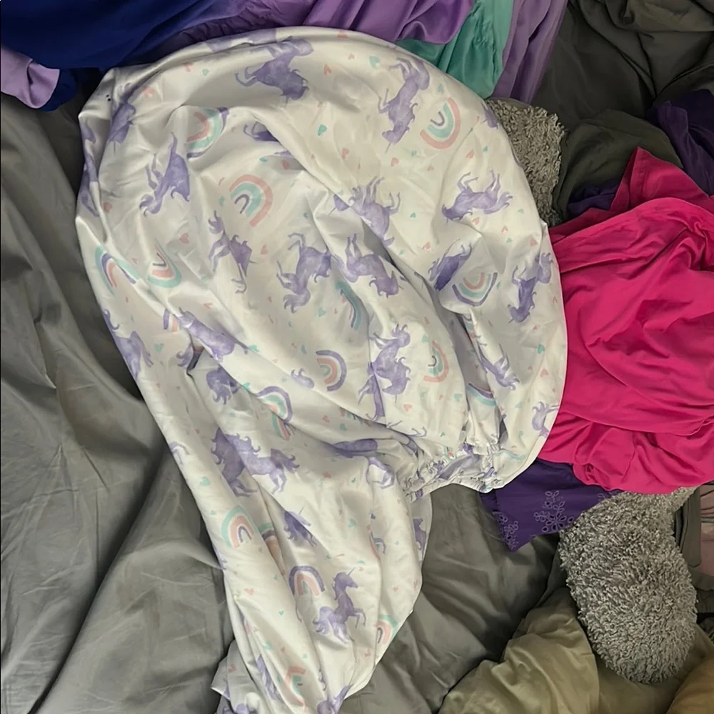 Unicorn Print White and Purple Duvet Cover